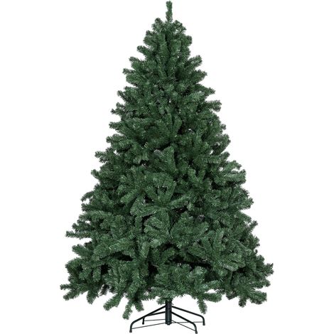 Homcom – Sapin de Noël artificiel 210 cm – 1674 branches – Support en métal pliable – Effet réaliste, vert – Pour petits espaces