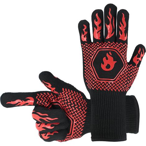 royaluxe - Gant Four,Gant Anti Chaleur,Gant Barbecue 500 °C Gant pour Four Anti Chaleur Silicone Résistant à Chaleur et Antidérapant pour la Cuisine (Rouge) (1/5)