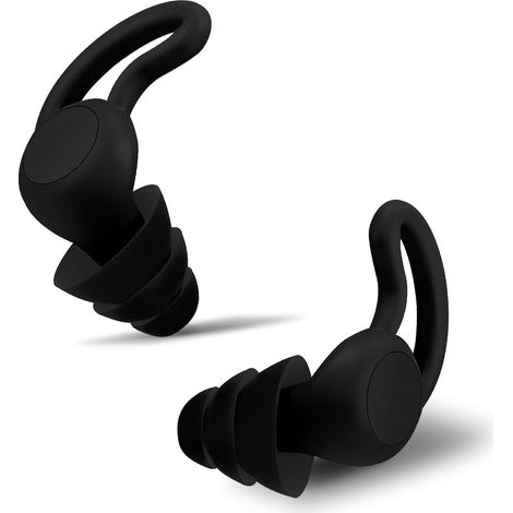 NRR 40 dB Ultra bequeme, wiederverwendbare Silikon-Ohrstöpsel zum Schlafen, gegen Schnarchen, beim Schwimmen, Lernen, für Konzerte, zur Lärmdämpfung und zum Gehörschutz – Schwarz (1/5)