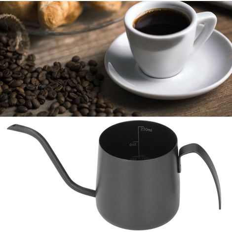 Filterkaffeemaschine aus Edelstahl 304 mit Teflonbeschichtung, dickem, tropffreiem Griff, 250 ml, schwarz (1/5)