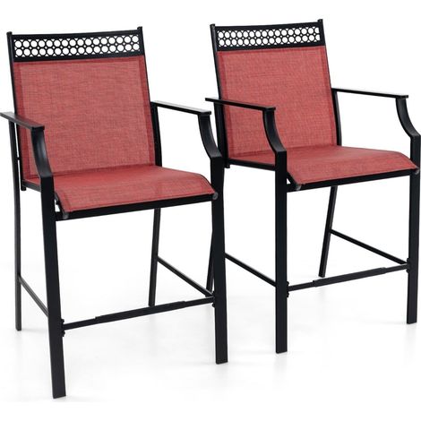 Outdoor-Barhocker-Set, 2er-Set, schnelltrocknender Stoff, Rot