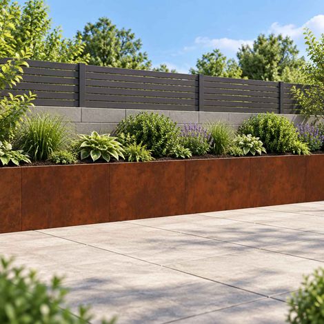 vidaXL Retaining Wall 4 pcs 60 x 12 x 40 cm Weathering Steel Rusty (1/5)