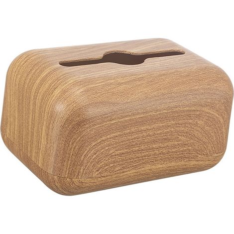 Boîte de rangement avec couverture tissu grain bois ABS élégant rectangulaire pour bureau café boîte à serviettes facile recharge (1/5)