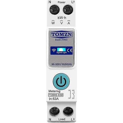 TOMZN TOB9S-63M TUYA Smartlife 1P+N WIFI Interrupteur intelligent Compteur d'énergie kWh Surveillance Disjoncteur Minuterie Relais MCB (1/5)