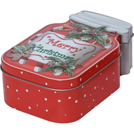 Kaemingk – Boîte à biscuits de Noël « Merry Christmas » 15 x 9,6 cm, étain