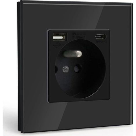 Panneau de prises français 16A avec USB+typeC86-Crezuo (1/5)
