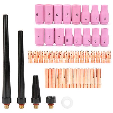Kit de 53 pièces pour torche de soudage TIG : corps, lentille à gaz, buse et pince de serrage, compatible avec les modèles WP-9, 20 et 25 (1/5)