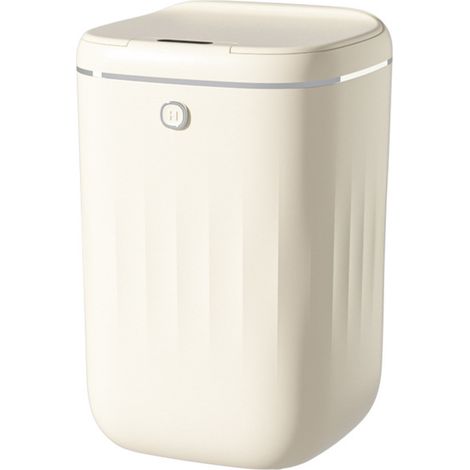 Poubelle automatique 20L sans contact, à capteur, facile à nettoyer, en polypropylène étanche, pour cuisine et salle de bain, couleur crème, fonctionne sur piles. (1/5)