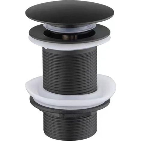 Grifo de lavabo de una ranura con sistema de pulsación, cierre automático y tapón anti-rebosadero (negro) (1/4)