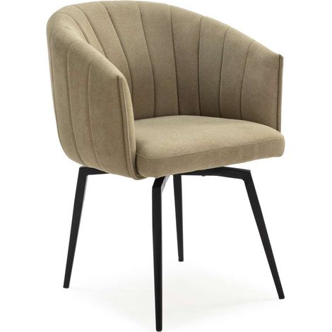 Sillón giratorio modelo Plumeti tapizado textil verde, 81cm(alto) 60cm(ancho) 61cm(largo) (1/5)