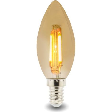 IluminaShop - Bombilla LED Filamento E14 C37 4W Ambar  Blanco Calido 2300K