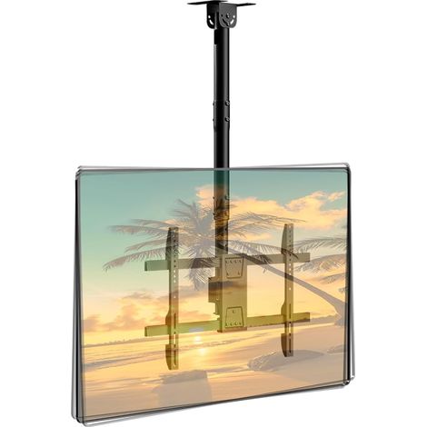Ceiling TV Stand for 43-86 Inch TV, Load 60 kg, VESA 600 x 400 mm – Tilt 25°, Swivel 360°, Levelling +/-3°, Adjustable Height (485-925 mm), Full-Motion Arm for LED/LCD/Plasma/Curved (1/5)
