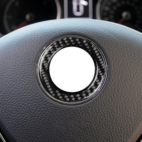 Emblème de volant en fibre de carbone, autocollant décoratif pour voiture CC (1/5)