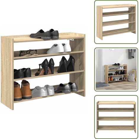 Schuhregal Sonoma-Eiche 80x25x62 cm Holzwerkstoff - Schuhregal - Schuhregale - Schuhschrank - Schuhe Aufbewahrung (1/5)