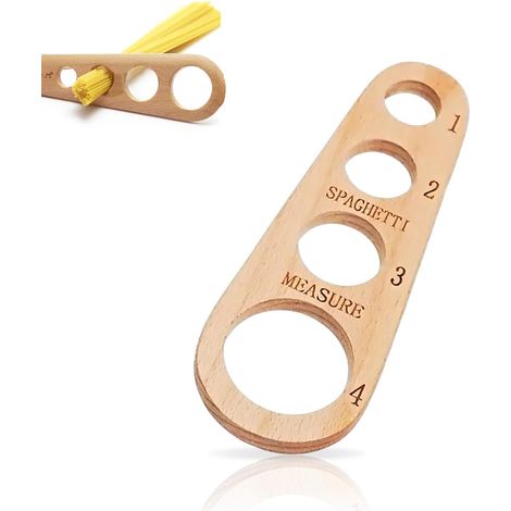 Outil de mesure pour spaghetti (18,4 x 6,3 cm), outil de mesure de pâtes en bois durable avec 4 trous de portion pour outils de cuisine et contrôle des portions (1/5)