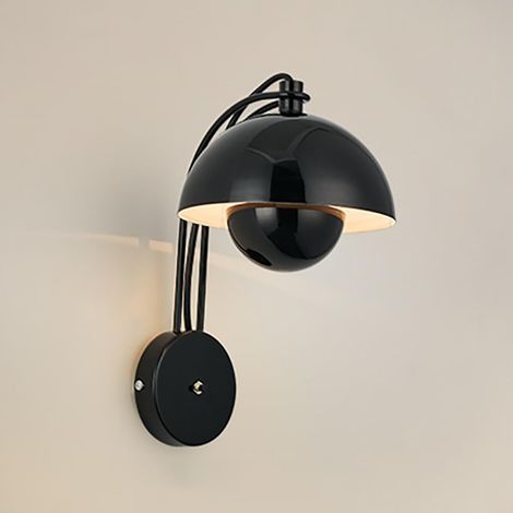 Applique murale en métal – Style macaron, forme de bourgeon – Lampe de lecture murale pour chambre et salon, Noir (1/5)