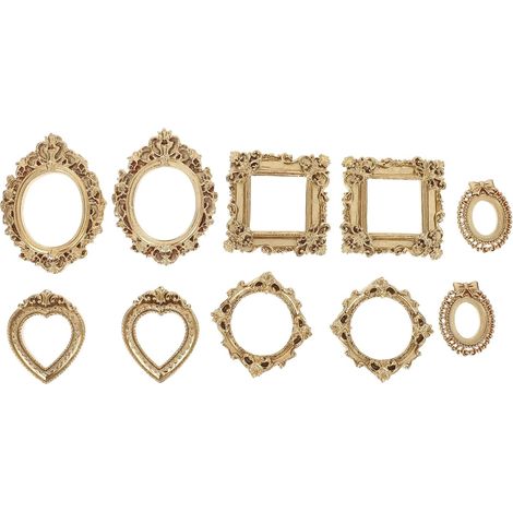 10pcs Cadres Photo Dorés Vintage en Résine pour Affichage Bijoux et Décoration Table DIY (1/5)
