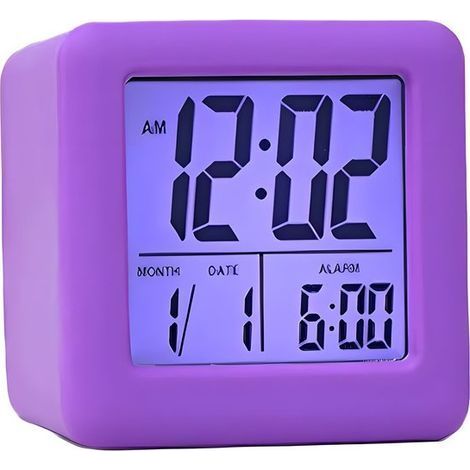 Kids Alarm Clock - Digital Alarm Clock - Kids Alarm Clock - Silicone Alarm Clock - With Date Display and Snooze Function - Battery Powered - Suitable for Kids, Boys, and Girls - Purple