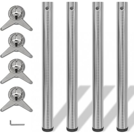 4x höhenverstellbares Tischbein Nickel gebürstet 710 mm vidaXL