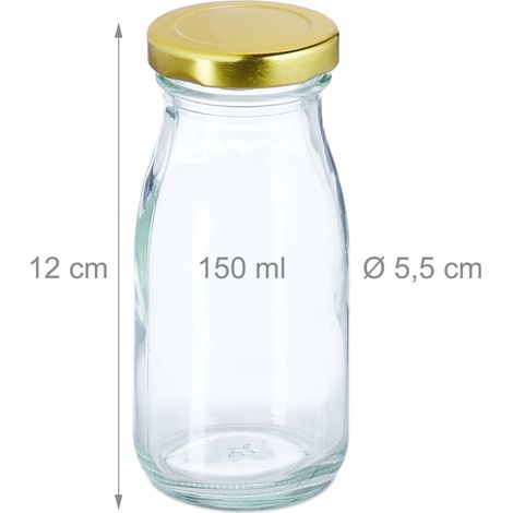 Set di 24 bottiglie di vetro ermetiche da 150 ml per succhi salse decorativo design moderno in vetro trasparente 130016478
