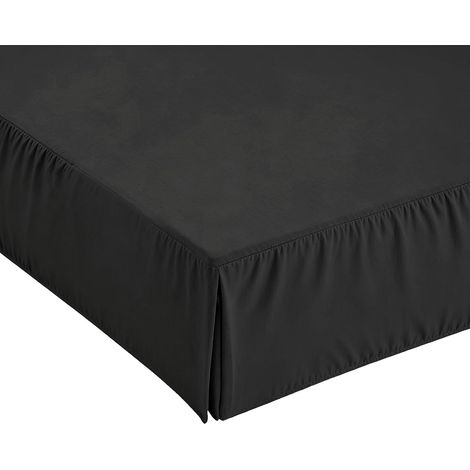 Bed Skirt 63 x 200 cm - Thick Bed Skirt Soft Brushed 30 cm Solid Color Protects Bed Frame From Dust and Scratches (Black, 63 x 200 x 30 cm) (1/5)