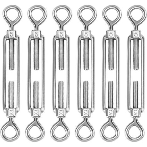 M5 Tendeur Cable Acier Inoxydable, Lot de 6 Tendeur de Fil œillet et œillet Réglable Heavy Duty Tension pour Corde Cable Fil à Linge, Grillagefor Sun Shade Installation (1/5)
