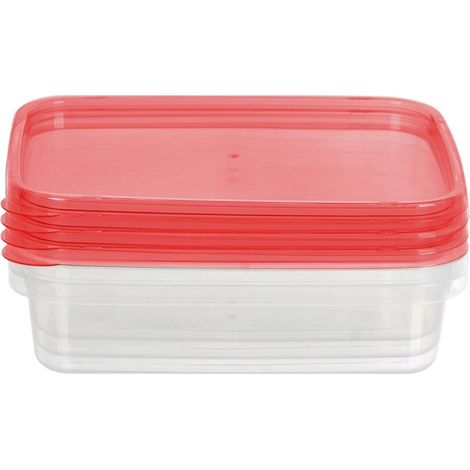 Lot de 4 boîtes alimentaires rectangulaires en plastique de 1 L
