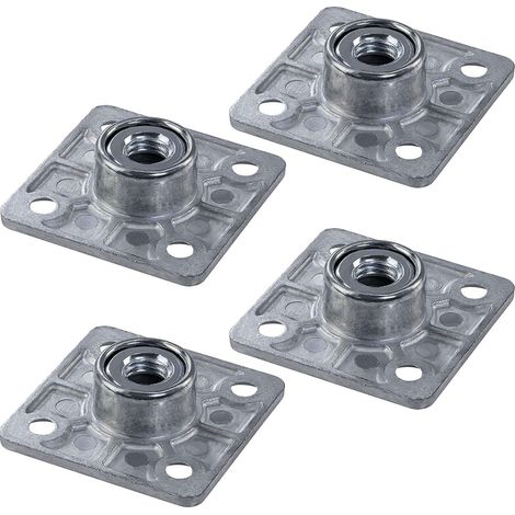 Cyclingcolors – Plaque de fixation carrée 47,5 x 47,5mm – Filetage M8 pour pied de table – Alliage zingué – Vissage rapide avec ressort intégré
