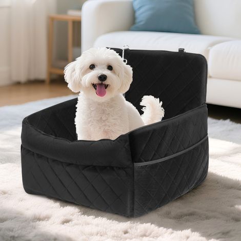 SWANEW Seggiolino auto per cani Letto pieghevole per cani Auto - Sedia pieghevole per cani - 52x52x49cm - nero (1/5)