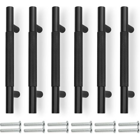 CCYKXA 6-teiliges Set, schwarzer 150-mm-Schrankknaufgriff, 96-mm-Lochmitte, Möbelschubladengriff