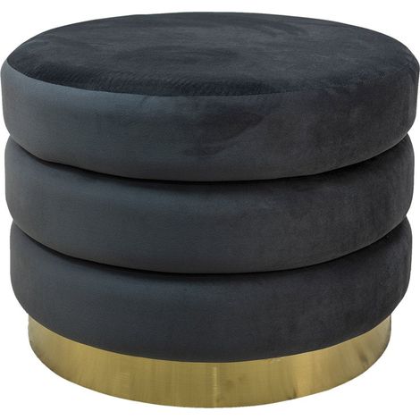 Pouf Repose-Pieds en Bois Gris Tabouret Bas de Salon 60 x 45 cm - PANGIVO (1/2)