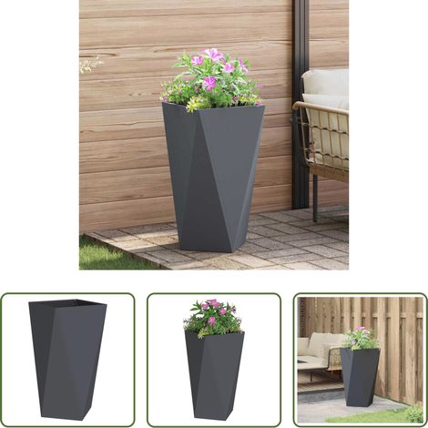 Terrassenpflanzer - Pflanzkübel Anthrazit 40 x 40 x 75 cm Stahl (1/5)