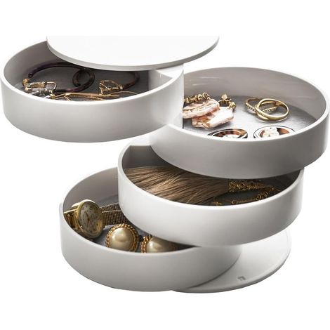 Boîte à Bijoux Nordique 4 Étages Pivotante Anti-Poussière Rangement Colliers Bagues Boucles d'Oreilles Parfaite pour Chambre Coiffeuse- (1/5)