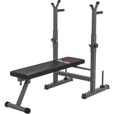 Banc de musculation pliable réglable en hauteur 8 positions, acier PU, dimensions 140x73x98-122 cm, couleur grise. (1/5)