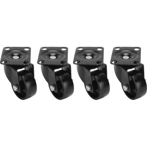 Lot de 4 roulettes pivotantes en fonte avec roulement à billes, 5 cm (2 pouces), pour aéroports et hôtels. (1/5)