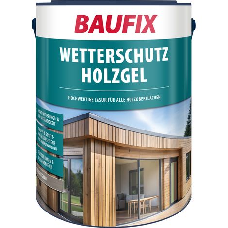 BAUFIX Wetterschutz-Holzgel graphitgrau seidenglänzend, 5 Liter, Holzlasur (1/5)