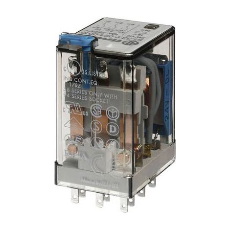Relais industriel 3RT 10A 24V DC bouton test + 2 LED FINDER 553390240070 (1/2)