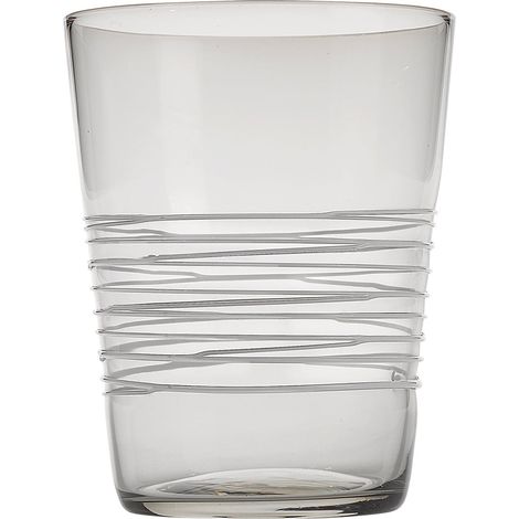 Set 6 Bicchiere Tumbler Filante in vetro colorato grigio con decoro a fili bianchi lavorati a mano per un tocco di eleganza contemporanea tavola (1/3)
