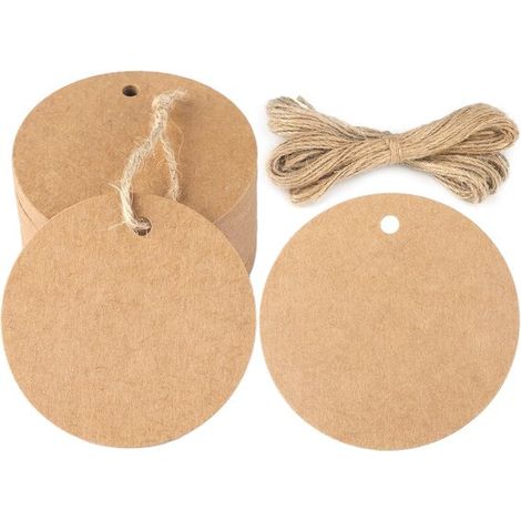 Étiquettes cadeaux - 5 x 5 cm - Marron - Étiquettes à suspendre - Idéales pour Noël, les mariages, les fêtes, la Saint-Valentin - Étiquettes nominatives (1/5)