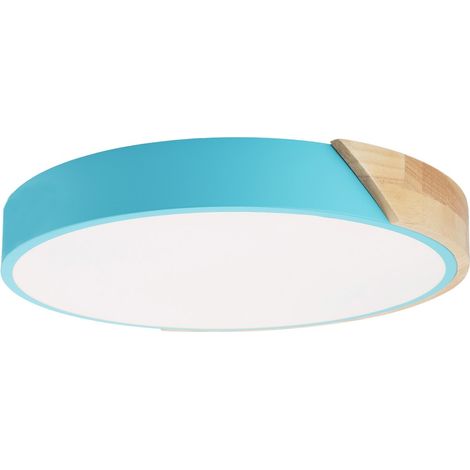 Plafonnier LED moderne métal bois naturel Ø40cm 30W CCT 3000K 4000K 6000K