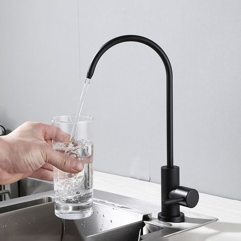 Black Kitchen Faucet Premium Stainless Steel, 360° Rotation, Single Cold Drinking Water Faucet, Gentle Splash-Free Design - Maximum Hygiene (1/5)