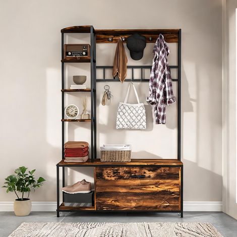 SunJet Porte-manteau, vestiaire sur pied, Meuble d'entrée 4-en-1 - Réf. FFCNJKS28D8W (1/5)
