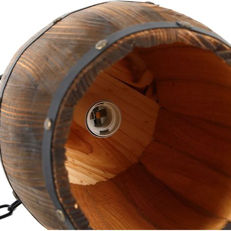 Suspension Luminaire, Bois et Fer, Tension 85-265V, Puissance Max 60W, Taille du Baril 24cm x 24cm x 30cm, Longueur de Chaîne Ajustable 10-90cm (1/5)