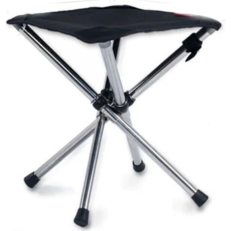 Tabouret Pliant Portable à 4 Pieds – Cadre en Acier Inoxydable, Siège en Tissu, pour Pêche et Camping (1/5)