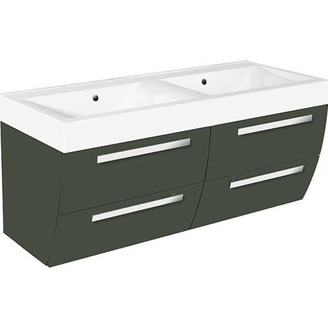 Meuble sous-vasque+Meuble sous-vasque ENNA, graphite brillant, 4 tiroirs, 1200x544x500mm (1/2)