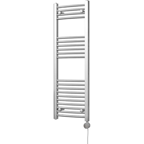 Zennor - Chrome Electric Towel Rail H1200mm x W400mm Curved 200w Thermostatic (1/3)