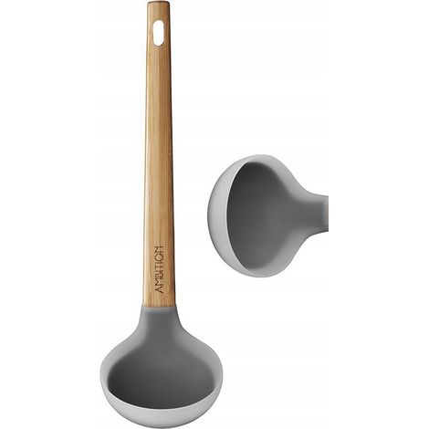 Cuchara sopera de silicona Ambition con mango de madera de 27,5 cm (1/5)