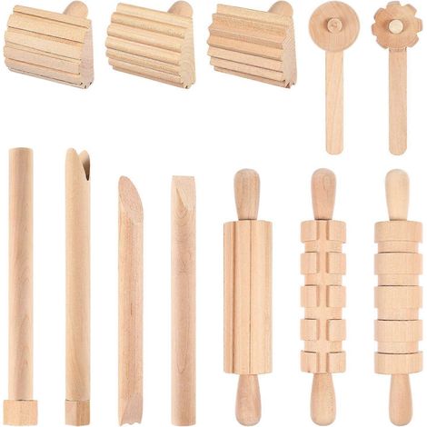 1 ensemble d'outils pratiques de modelage d'argile, outils de modelage en bois pour tout-petits et enfants-15X2.1cm