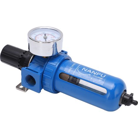 Régulateur de filtre à air comprimé avec manomètre et support, purge manuelle à dégagement rapide, filetage NPT 1/2". (1/5)