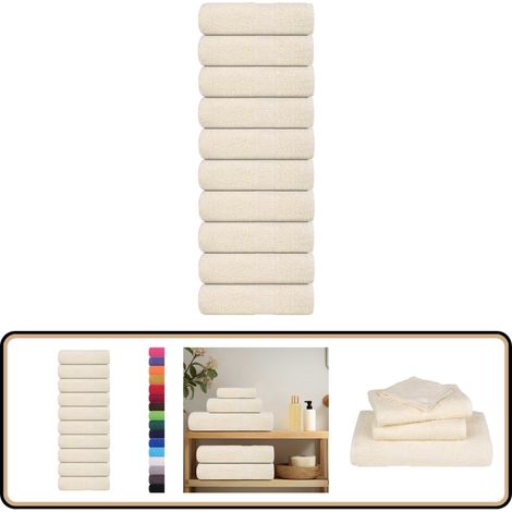 vidaXL Serviettes d'invité 10 pcs crème 30x50 cm 360 g/m² 100% coton (1/5)